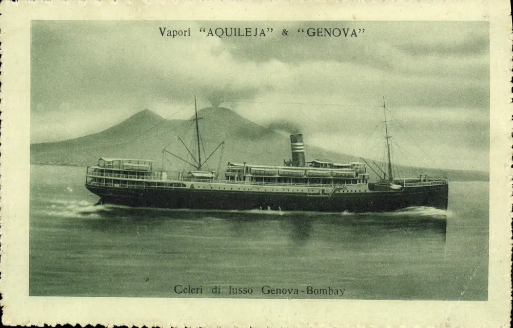 Dampfschiff "Aquileja" & "Genova" — Luxusschiff Genova-Bombay — Navigation Gesellschaft - Genua - Vorderseite