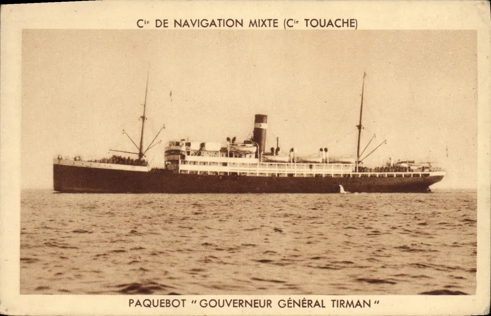 Dampfschiff "Gouverneur Général Tirman" — Mischverkehrs-Gesellschaft (Cie Touache) — M. Audry, Marseille - Vorderseite