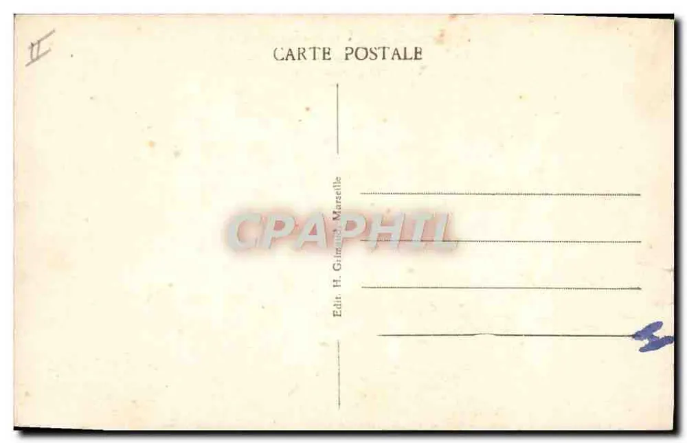 S/S Gouverneur General GRÉVY — Dampfer der Transatlantischen Gesellschaft (bei stürmischen Meeresbedingungen) — Verlag H. Gimand, Marzelle - Rückseite