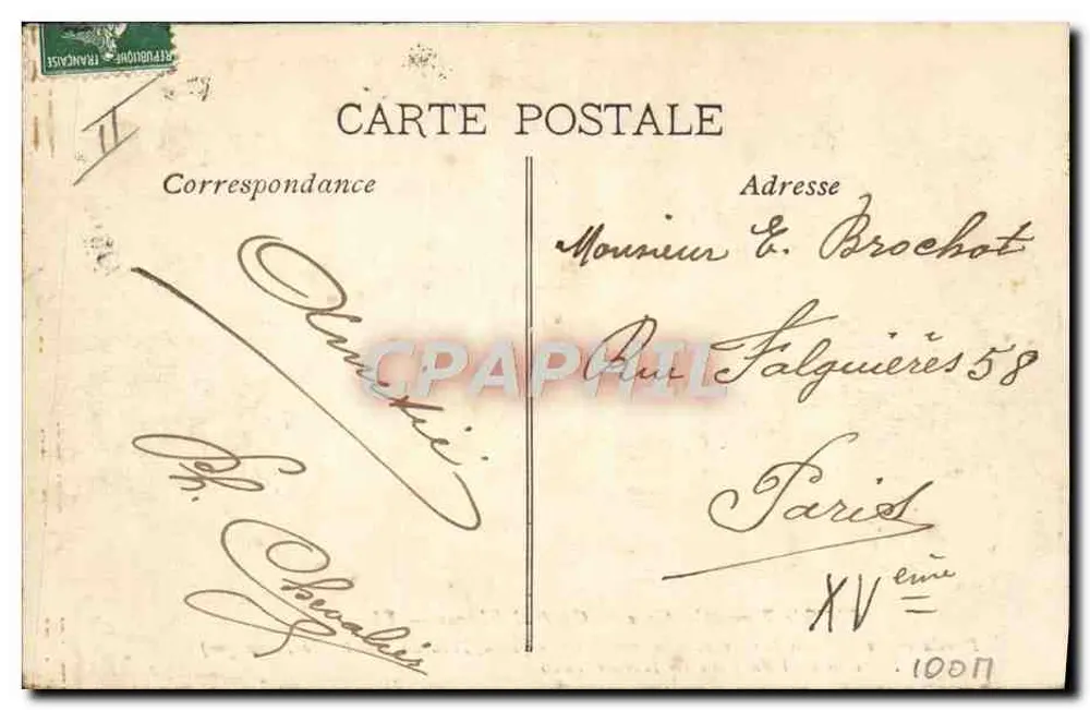 Cie Gle Transatlantique — Geral Chanzy — EL — naufrágio de 9 a 10 de fevereiro de 1910 — Porto de Marselha - Verso