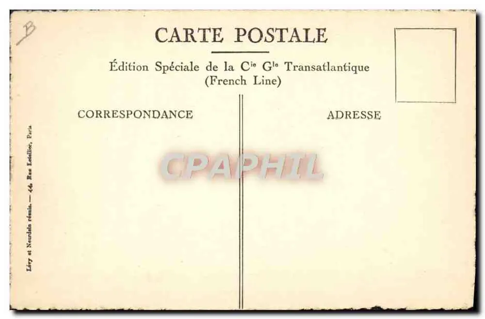 S/S "de GRASSE" — Speiseraum der Kabine — Sonderausgabe der Gie Transatlantique Gesellschaft - Rückseite
