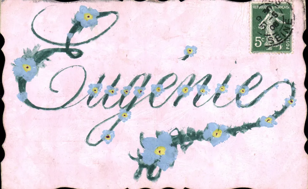 Carta postal decorativa — Eugénie — editor desconhecido, número de série não visível - Frente