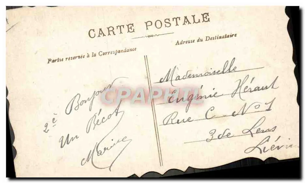 Carta postal decorativa — Eugénie — editor desconhecido, número de série não visível - Verso
