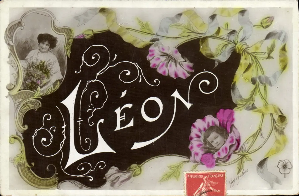 Léon — Carte d'adresses décorative — G. P. Nulonce - Recto