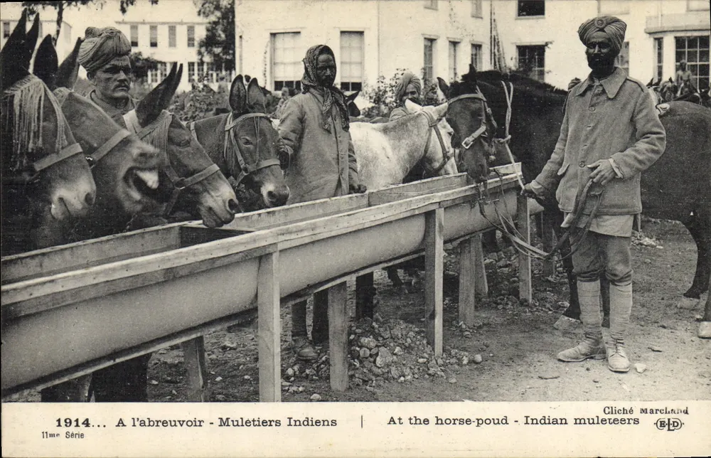 Indische Muletiers — Am Brunnen — Cliché Marchand, 11. Serie - Vorderseite