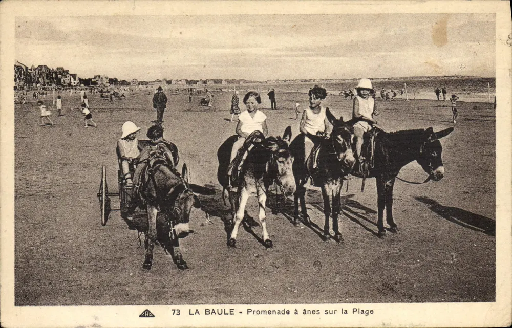 La Baule — Promenade à ânes sur la Plage — éditeur HR, n° 73 - Vorderseite