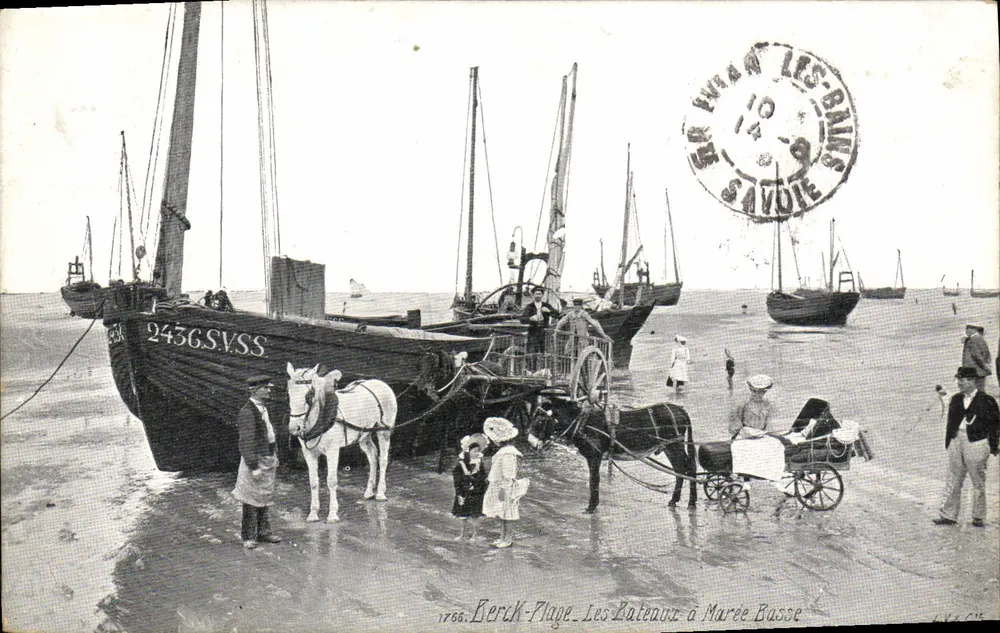 Berce-Plage - Os Barcos com Maré Baixa — Editor: A. VACQUES, n° 1766 - Frente