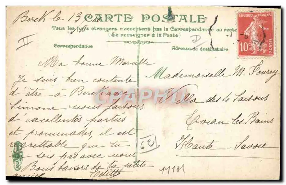 Berce-Plage - Os Barcos com Maré Baixa — Editor: A. VACQUES, n° 1766 - Verso