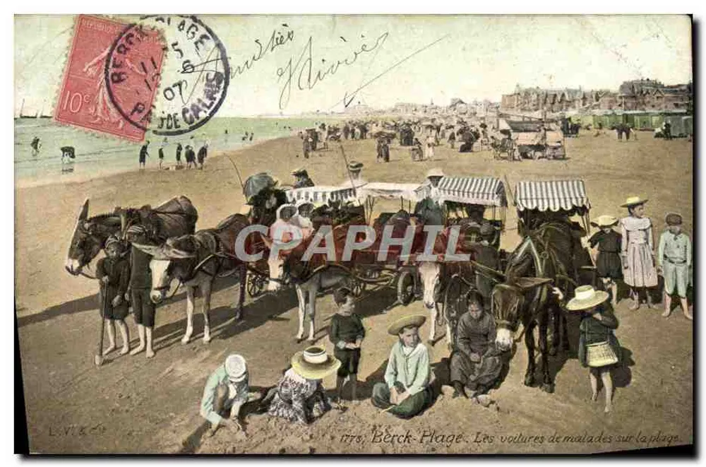 Bercy-Plage — Kutschen für Kranke am Strand — Verlag L. V. & Cie - Vorderseite