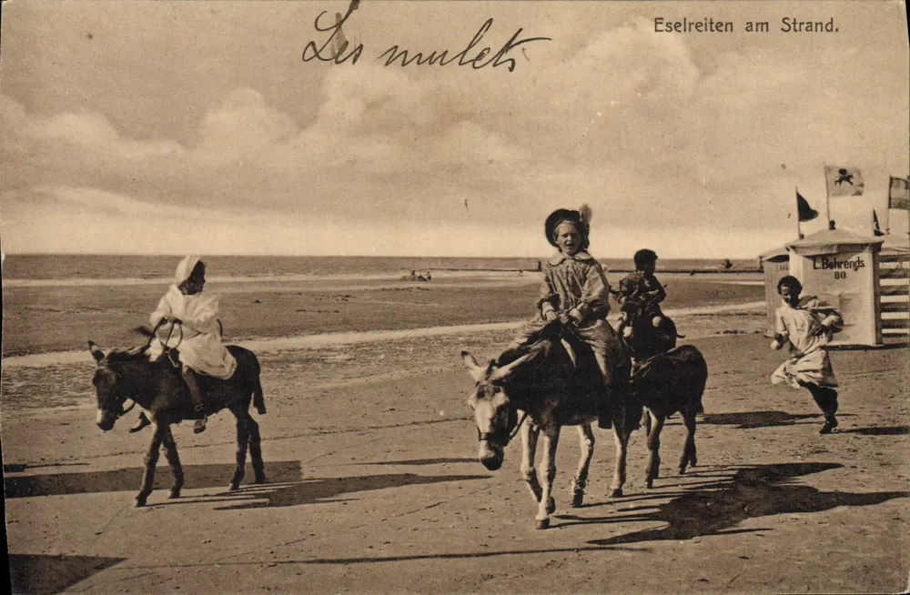 Eselsreiten am Strand — L. Behrendts 80. - Frente