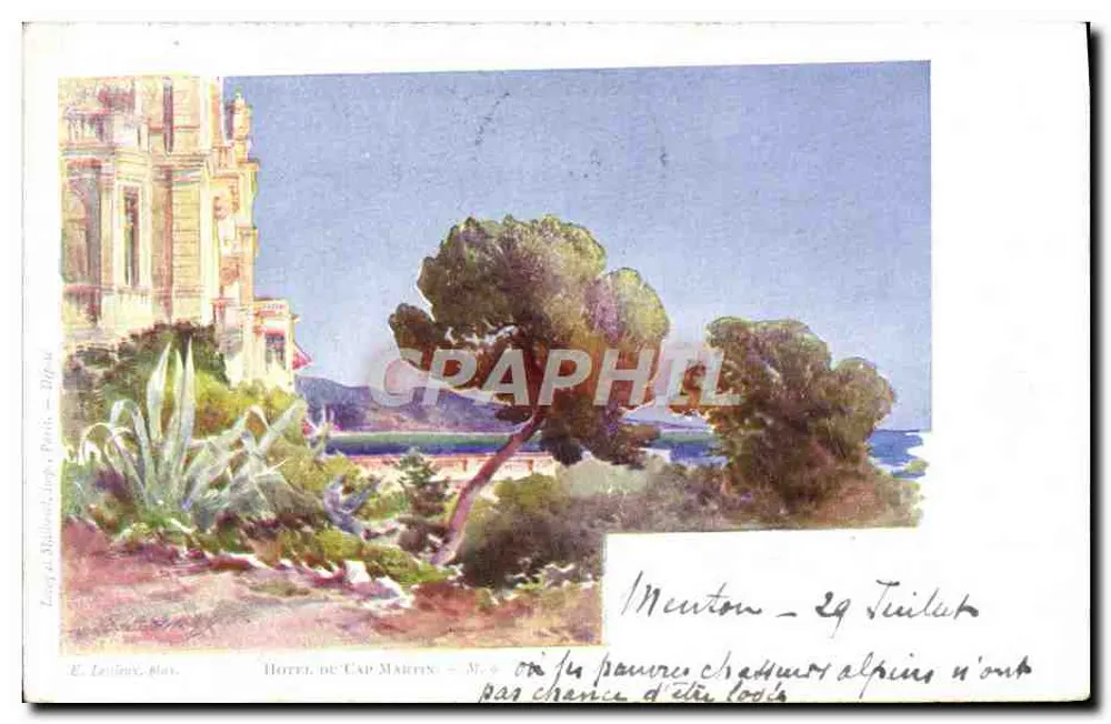 Hôtel de Cap Martin — Menton — Verleger E. Leuieux, Paris - Vorderseite
