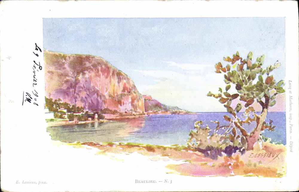 Beaulieu — Vista da costa — E. Lessieux, Paris, N. 3 - Frente