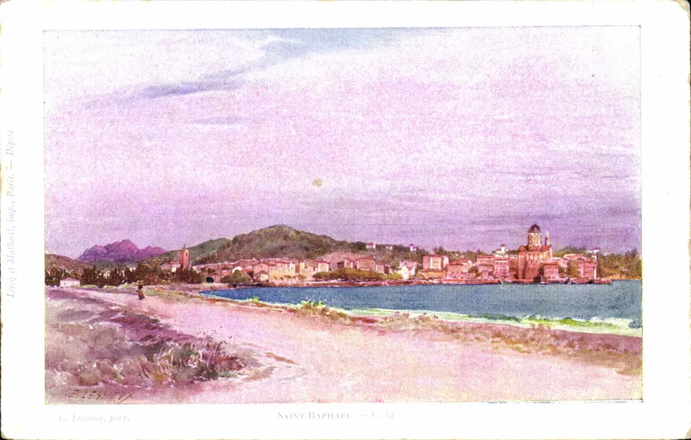 Saint-Raphaël — vista da costa — E. Lesiroux, impr. Paris — C. 14 - Frente