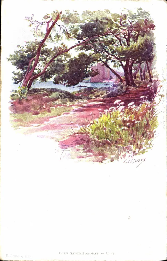 L'Île Saint-Honorat — Aussicht von der Küste — E. Lessievex, Dijon — C. 13 - Vorderseite