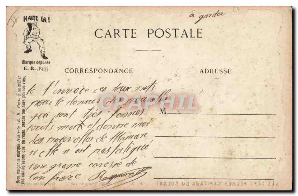 Die Begierde — Die Sieben Todsünden des Soldaten — E.R., Paris, Modell eingereicht Nr. 14877 - Rückseite