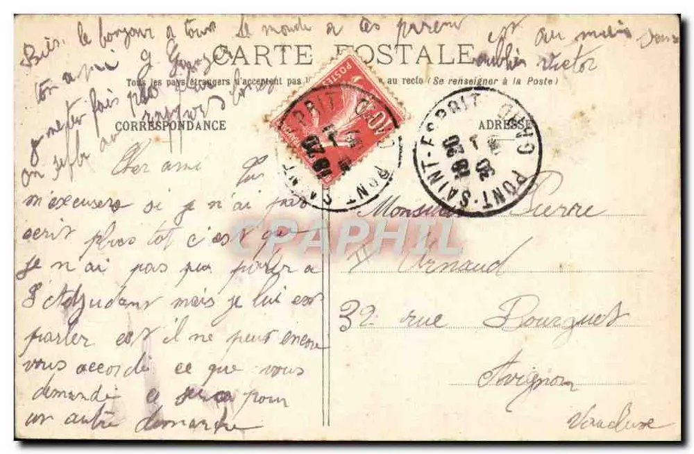 Defesa da água — caricatura — E. R. Paris, modelo depositado n° 14877 - Verso