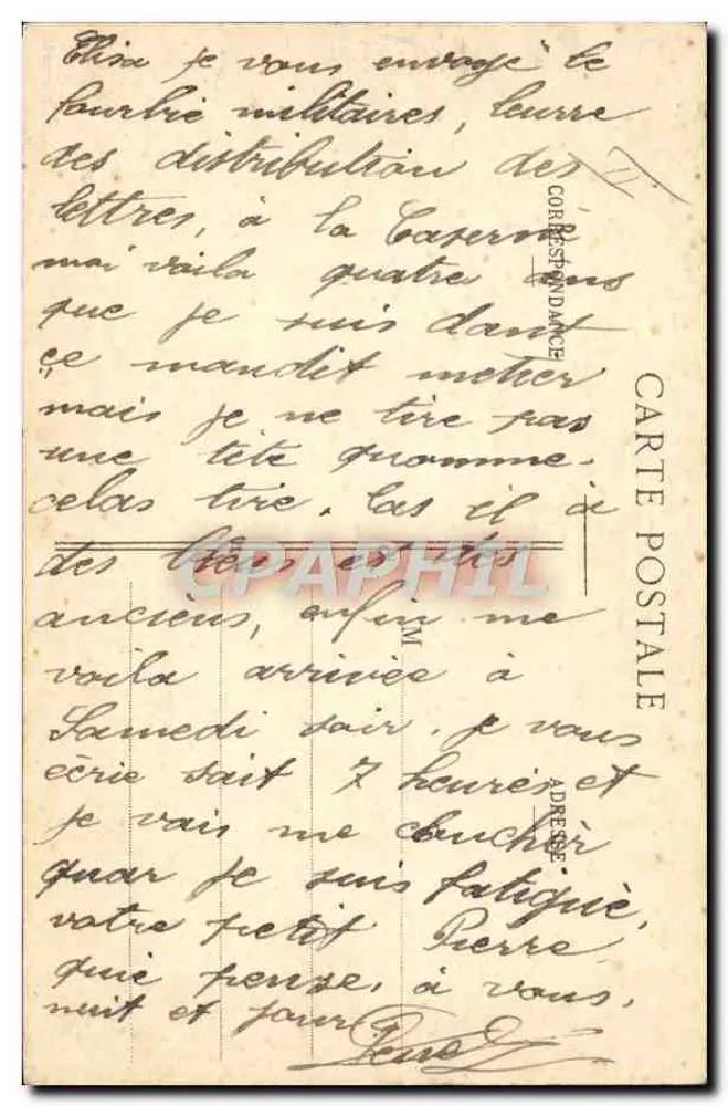 As Cartas — Na Caserna — E.A. Paris, Déposé - Verso