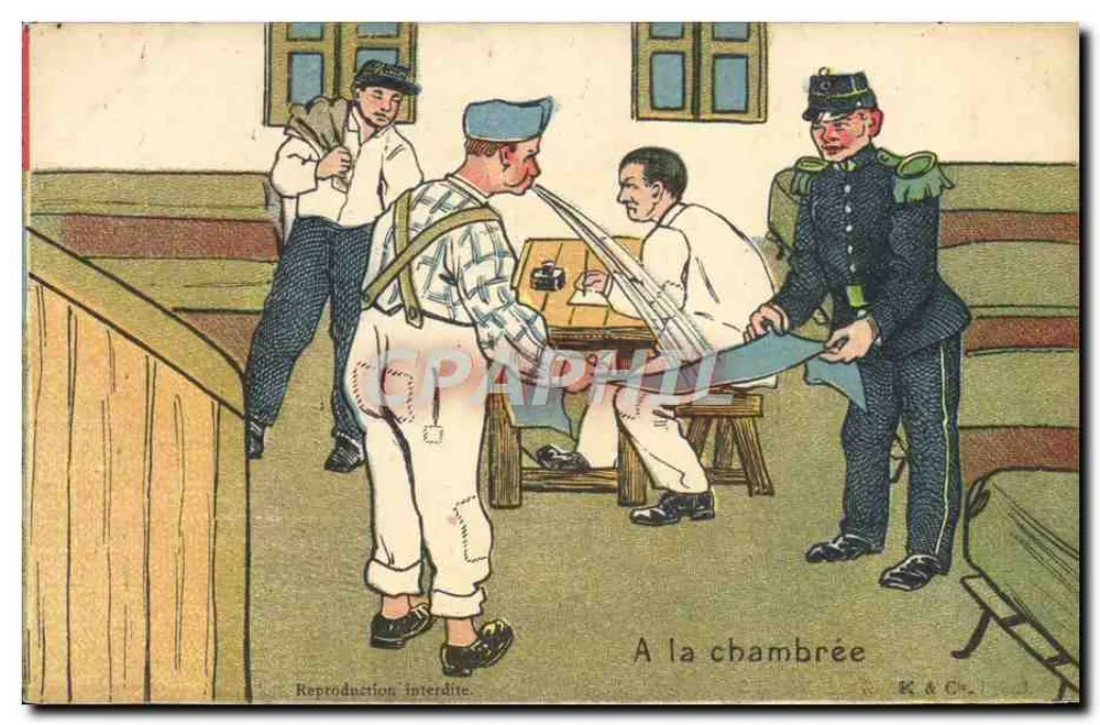 Cena de chambrière — soldados e civis — R. & C. n° 117 - Frente