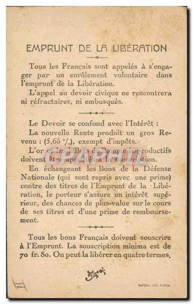 General Dubail — Armeechef, Schlacht bei der Marne 1914 — Verlag Lamina, Druck in Paris - Rückseite