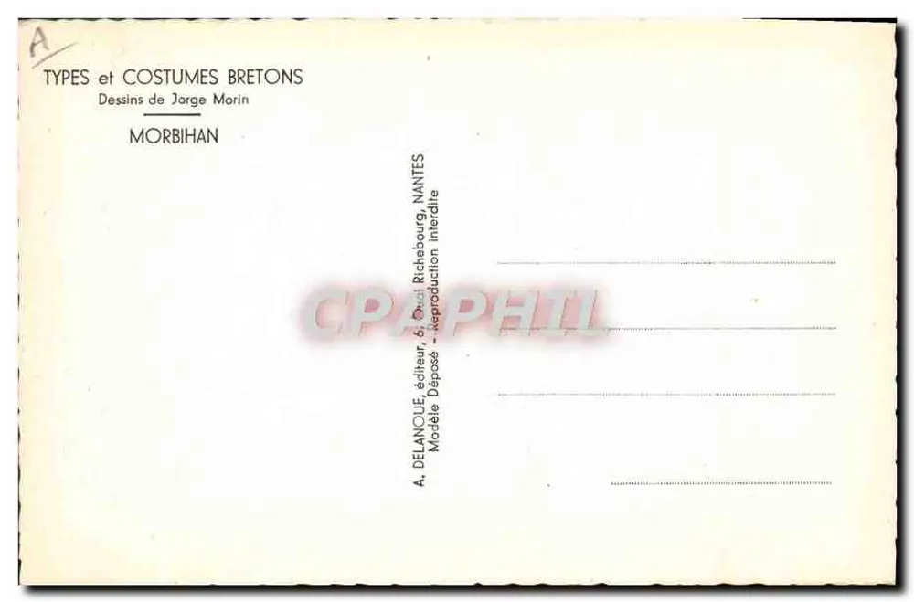 Mulher diante do leito fechado — desenho de Jorge Morin — editor Delanoue, Morbihan - Verso