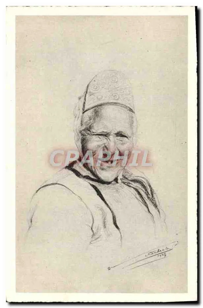 Lächelnde Frau — Bretagne — Kunstausgabe Scherbeck, Nancy - Vorderseite
