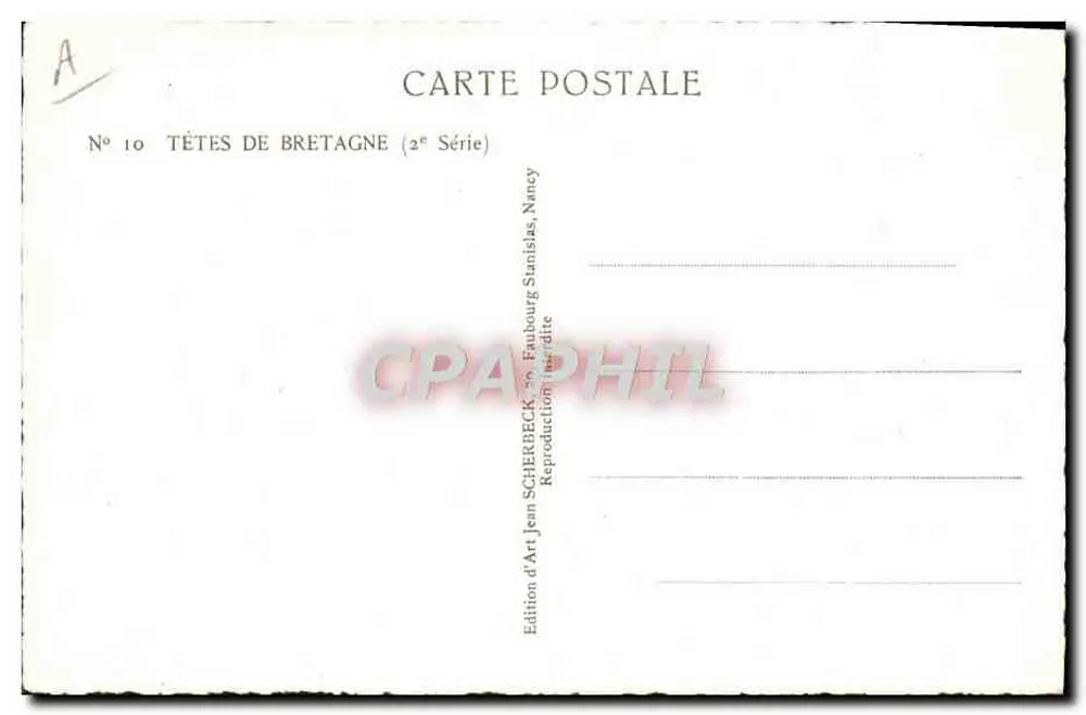 Lächelnde Frau — Bretagne — Kunstausgabe Scherbeck, Nancy - Rückseite