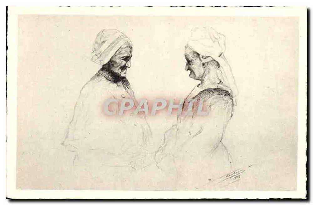 Dos mujeres mayores — Bretaña — Edición de arte Scherbeck, Nancy - Anverso
