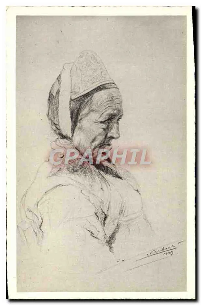 Kopf einer Bretonin — Profil — Kunstausgabe SCHERBECK, Nancy - Vorderseite