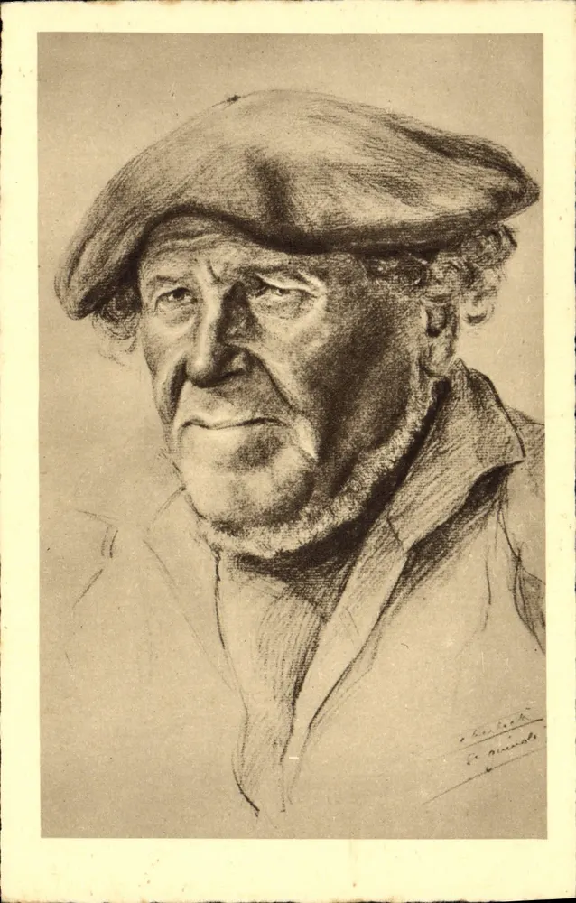 Retrato de homem idoso — Bretanha — Edição de Arte Scherbeck, Nancy, N° 9 - Frente