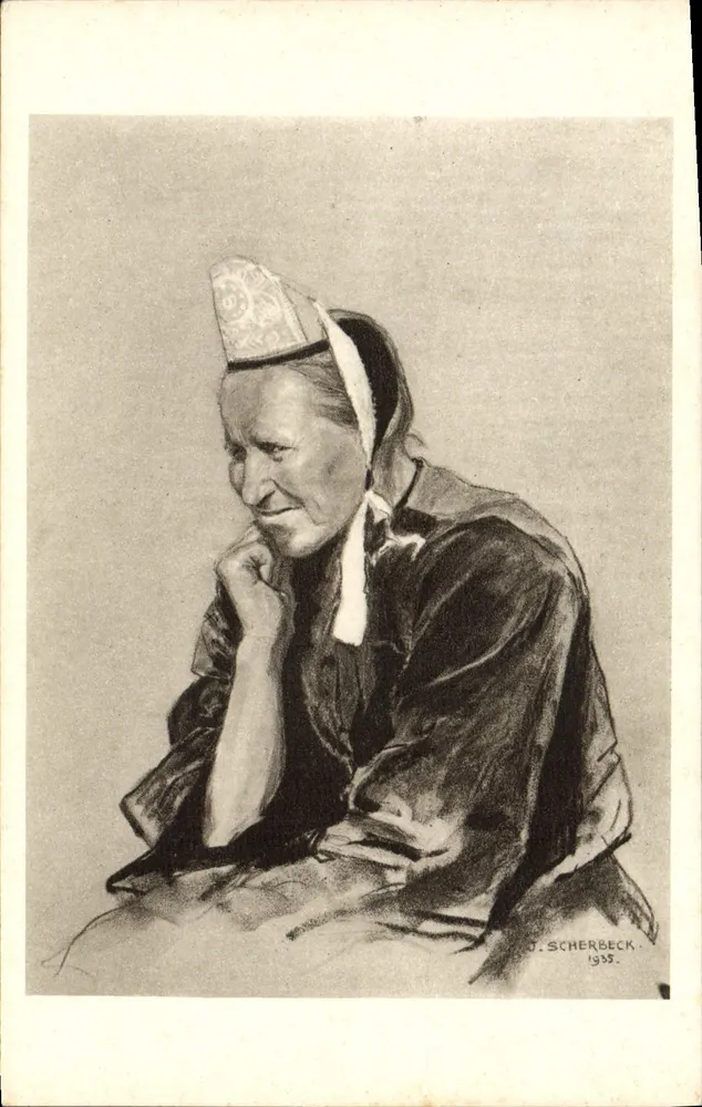 Bretone Frau — Portrait — J. Scherbeck, 1935, Serie Köpfe der Bretagne, Ausgabe Hélio-Lorraine, Nancy - Vorderseite