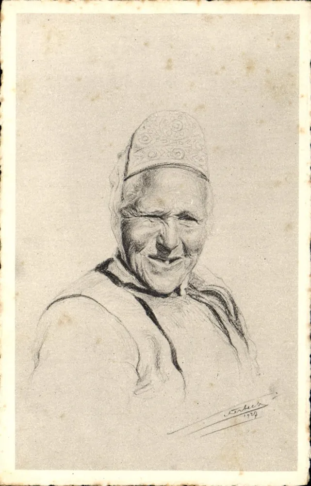 Porträt einer lächelnden Frau — Bretagne — Kunstausgabe Scherbeck, Nancy, 2. Serie, Nr. 10 - Vorderseite