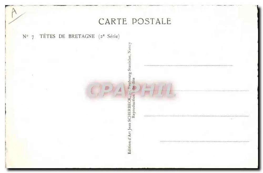 Cabeça de idoso — Bretagne — Édition d'Art Jean Scherbeck, Nancy - Verso