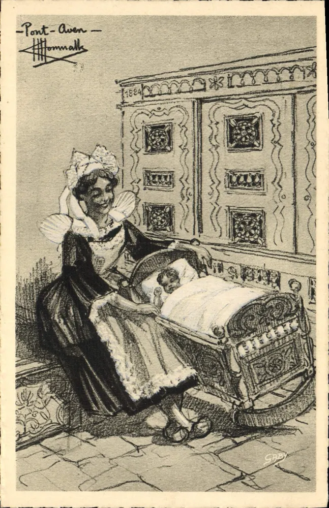 Pont-Aven — Scène de vie — Zeichnungen von Charles Hommaillk, Verlag Gaby, n°13 - Vorderseite