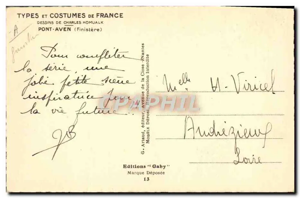 Pont-Aven — Scène de vie — Zeichnungen von Charles Hommaillk, Verlag Gaby, n°13 - Rückseite