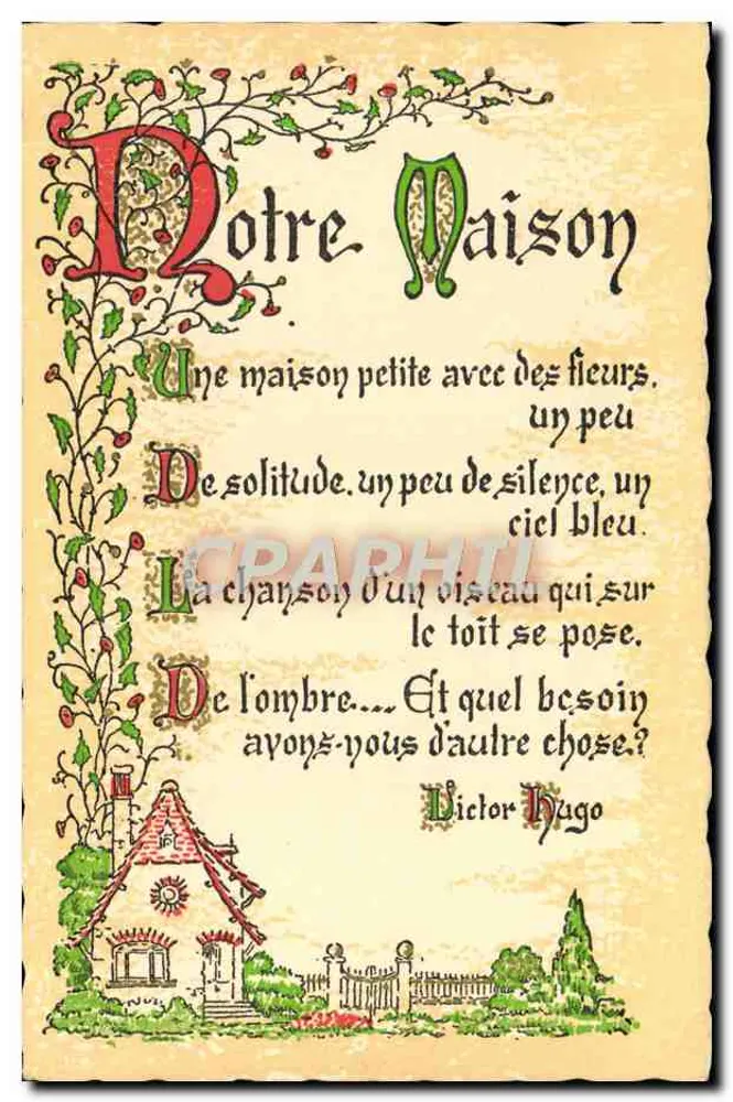 Nossa Casa — Poema de Victor Hugo — Impresso na França - Frente
