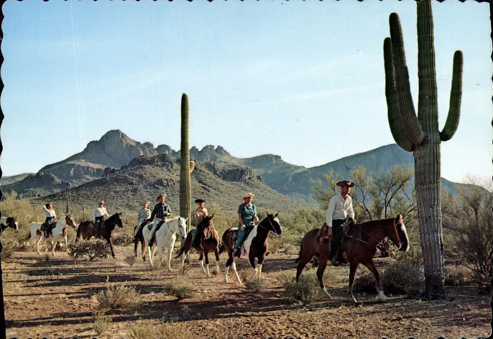 Reiter auf dem Arizona-Wüsten — Verlag Peltley Studios Inc., 1961, Fort Myers, Florida — Nr. 116080 - Vorderseite