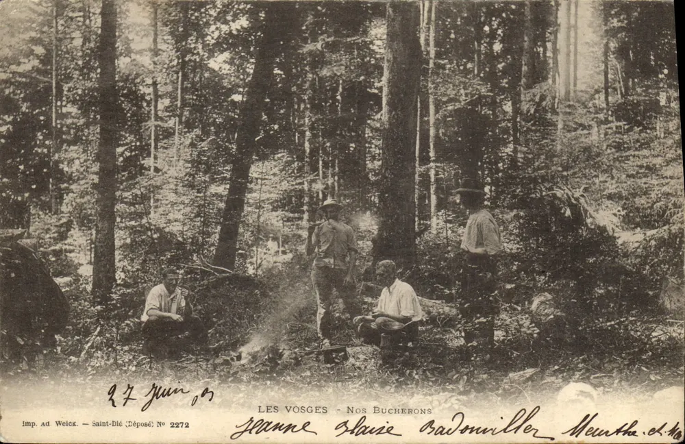 Les Vosges - Nossos Lenhadores — Imp. Ad Welex, Saint-Dié, Depositado N° 2272 - Frente