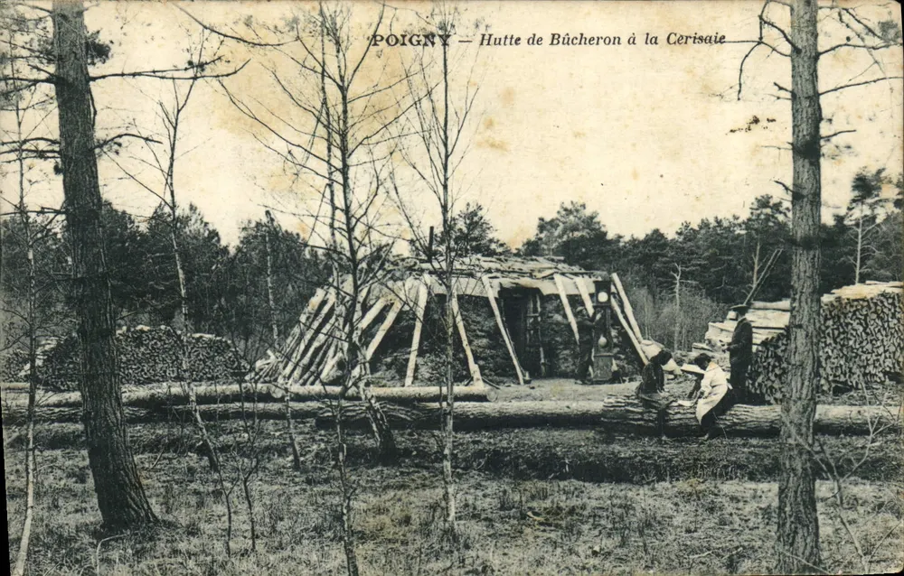 Poigny — Holzhütte am La Cerisaie — A. Doubes, Drucker - Vorderseite
