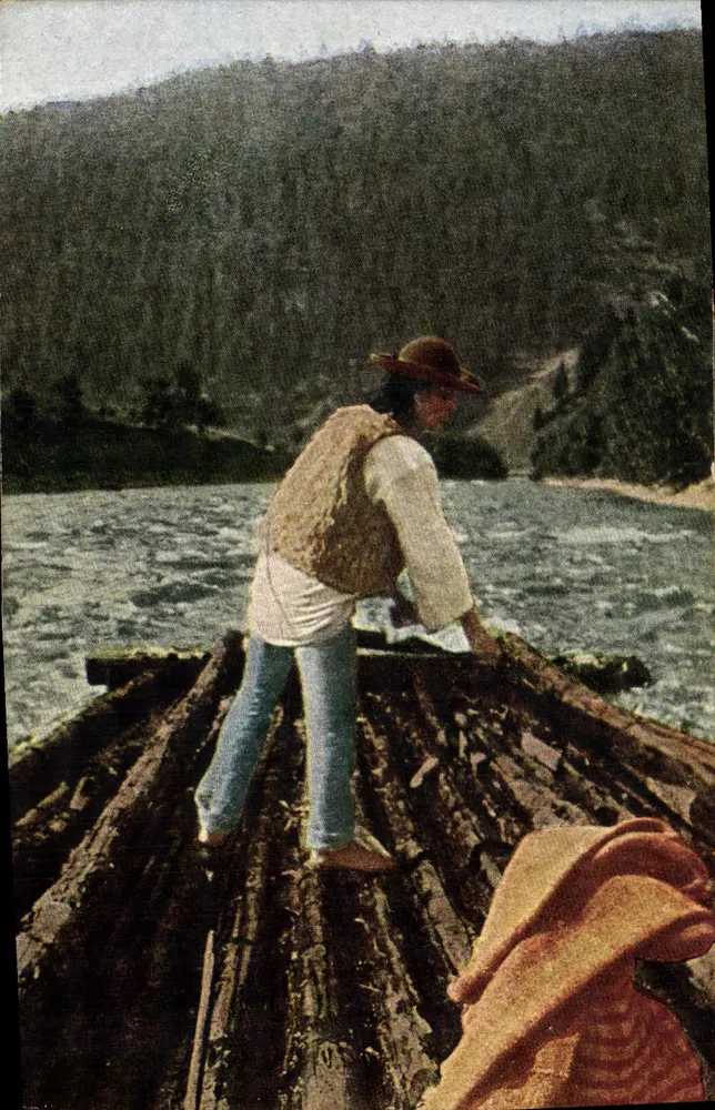 Pescador em um barco a flutuar — cena de rio — editor Römmler & Jönnas, Dresden - Frente