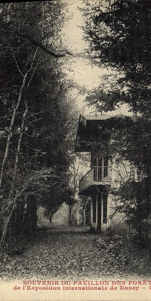 Pavilhão das Florestas — Exposição Internacional de Nancy — Seção Lorena da Sociedade Florestal Francesa dos Amigos das Árvores - Frente