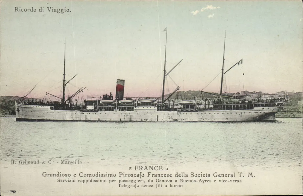 Dampfschiff « France » — Passagierdienst Genova-Buenos Aires — II. Grimaud & Cie - Marseille - Vorderseite