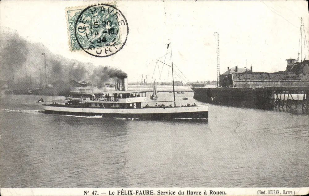Le FÉLIX-FAURE — Dienst von Le Havre nach Rouen — Phot. DEJEAN, Le Havre - Vorderseite