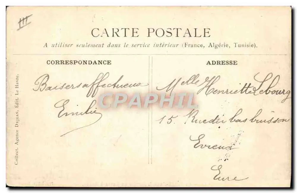Le FÉLIX-FAURE — Dienst von Le Havre nach Rouen — Phot. DEJEAN, Le Havre - Rückseite