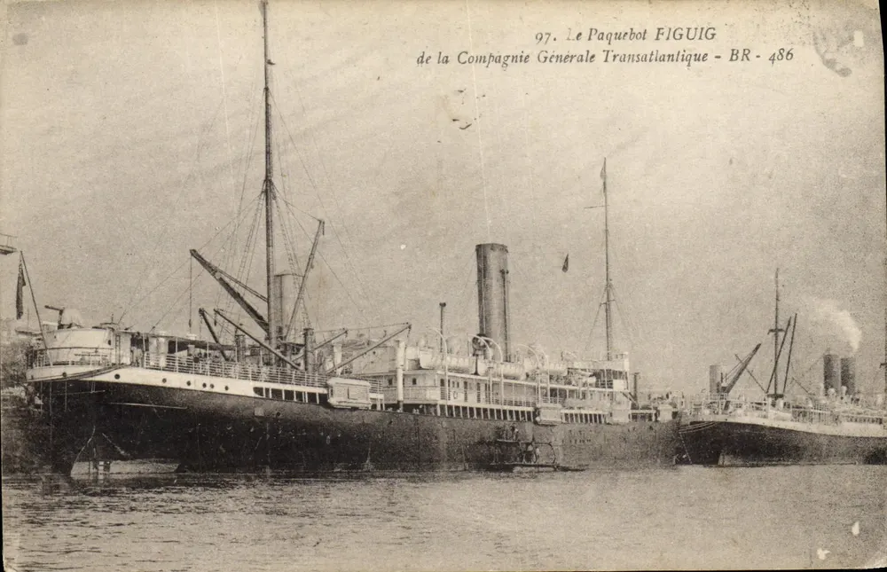 Der Dampfer FIGUIG — Compagnie Générale Transatlantique — BR-486 - Vorderseite