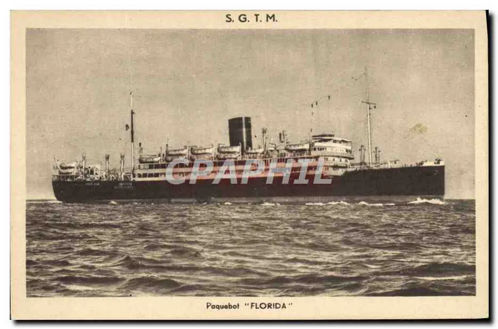 Paquebote "FLORIDA" — S.G.T.M. — Sté Gie de Transports Maritimes à Vapeur - Frente