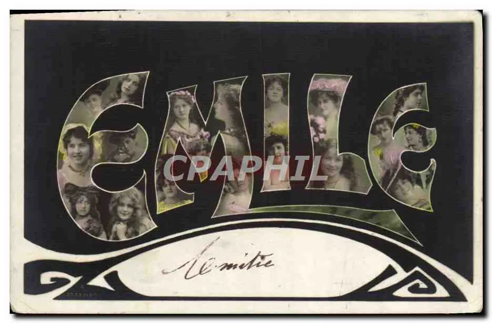 Émile — Carta postal decorativa com retratos femininos — Editora: Émile - Frente