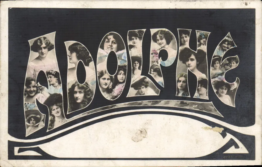 Adorophe — carte publicitaire avec portraits de femmes — éditeur : Adorophe, n° 2033 - Frente