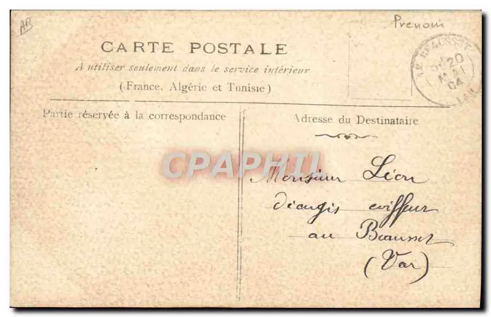 Carta postal decorada com flores — Léon — editor não visível - Verso