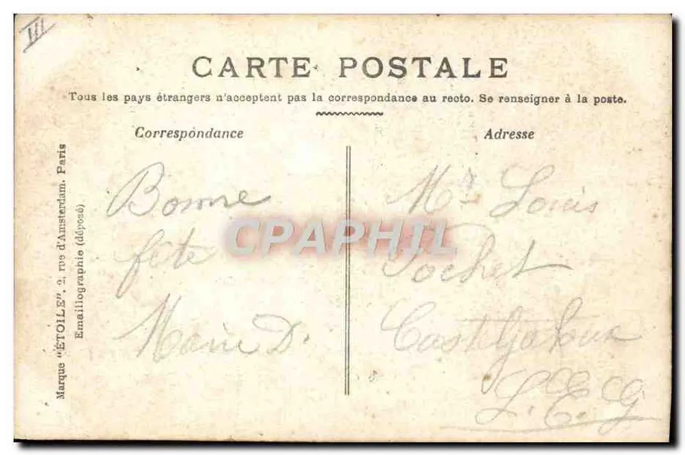 Familie — Freundschaft — Emaillographie, Paris - Rückseite
