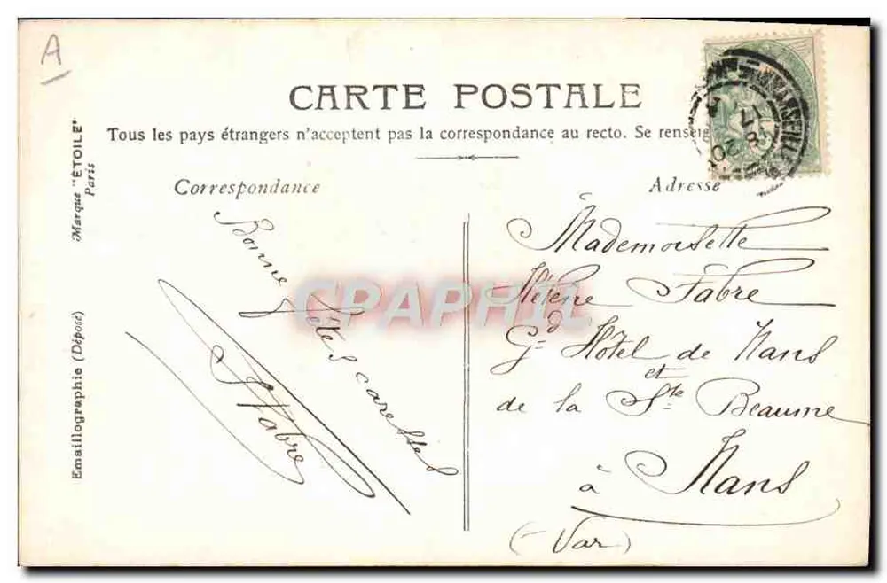 HÉLÈNE — Tarjeta postal decorativa con letras adornadas con retratos de chicas — Marca 'ÉTOILE' París - Reverso